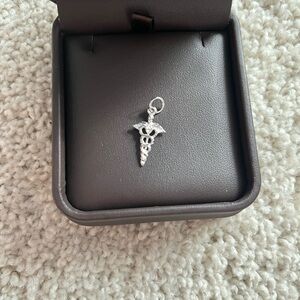 Silver Caduceus Charm Pendant